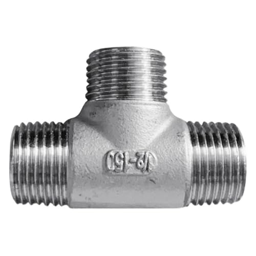 Té égal 1/4" BSPT mâle en inox 304 pour raccordement de tuyauterie