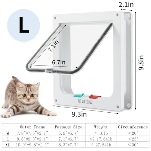 image for Mkobon Cat Door for Interior Exterior Door (Outer Size 9.8