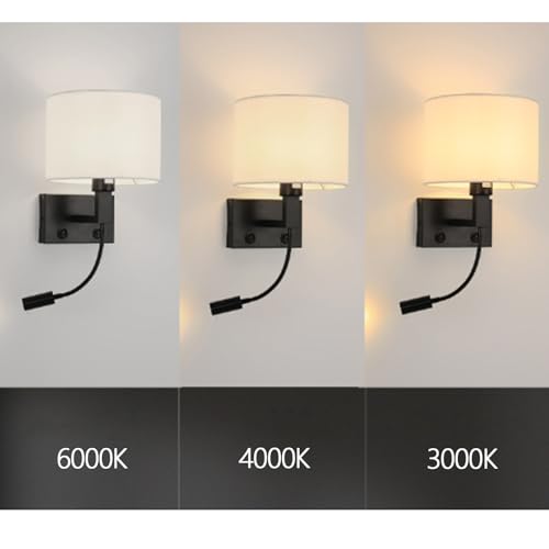 Aplique de pared giratorio 360° con casquillo E27 e interruptor para dormitorio 2