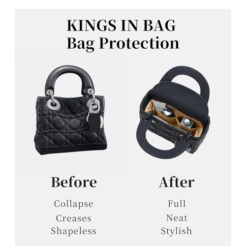 Image of Purse Organizer Insert for Lady Dior Small Bags, Satin Luxury Bag Insert, Lightweight & Portable Purse Shaper with Pockets, Ideal for Travel, Shopping, and Daily Use(Beton, Lady Small)