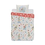 dreamtex Peter Rabbit Forest Life Junior Reversible Duvet Cover and Pillowcase Set for Junior, Toddler Bedrooms (JR1-PTR-FOR-12)