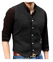 Solovedress Mens Vintage Classic Wolle Anzugweste Formale Regular Fit Weste Anzug Weste für Hochzeit Groomsmen(Black,XXXL)