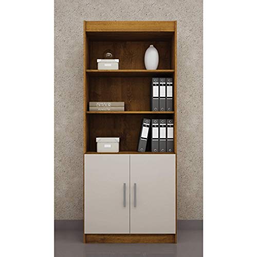 Estante Livreiro Multiuso 2 Portas 2 Prateleira Madri Benetil Móveis Rovere/Off White