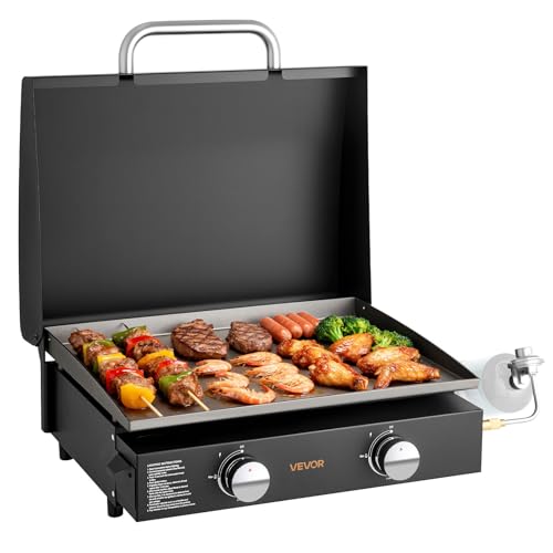 VEVOR Gas Griddle, 2 Burner Tabletop Griddle, 22 inch Portable