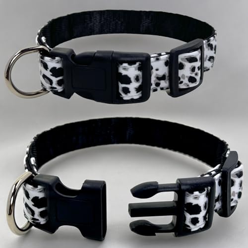 MIJOMA Hundeleine und Hundehalsband Set - 1,20m Leine, verstellbares Halsband, Verschiedene Designs, robust und stilvoll (weiß Leopardenmuster)