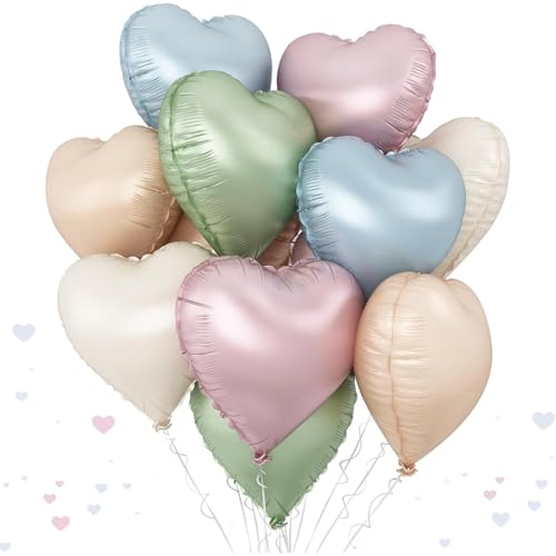 GGUFAY 20 unidades balões de coração, 18 polegadas balões de alumínio em forma de coração, balões de coração verde, para o dia dos namorados casamento nupcial aniversário e noivado