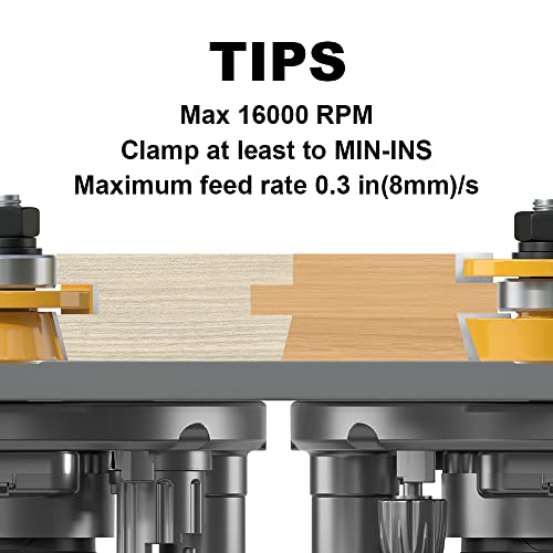 XDENGP 2PCS Shaker Style Rail and Stile Router Bits Set 1/2 Inch Shank, 3/8 Inch Cutting Depth, Up to 7/8 Inch Stock, Kitchen Cabinet Door Frame Shaper Cutters Raise Panel Making Router Bit Set - Thumbnail 6