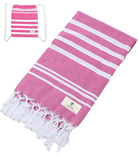 Takone Turkish Beach Towel, 39 X 71 Inches Oversized Quick Dry Towel With Travel Bag, 100% Cotton Super Absorbent And Packable Sand Free Beach Towel (Pink) #TOP1