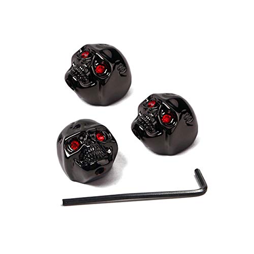 DISENS Skull Head Volume Tone Control Knobs Buttons with Allen Wrench for Electric Guitar Replacement Parts & Accessories (Black)
