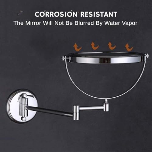 Image of 360 Shaving Mirror Chrome Finish & 3X Magnification Mirror for Makeup with Wall Mount Bracket Shaving & Swivel Dual Side Round Mirror for Bathroom & Vanity