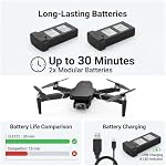 E88 Drone with Screen Controller with SD card, Foldable Mini Drone for Beginners, 2 Batteries, 360° Flips Waypoint Fly, Active Obstacle Avoidance, One Key Take Off/Landing. (2 batteries - Black