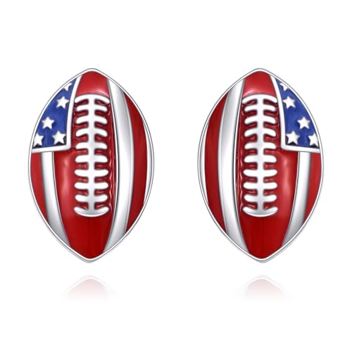 VENACOLY - American Football Stud Earrings Sterling Silver Football Earrings American Football Sports Jewellery Fan Earring for Women Men Sports Lovers