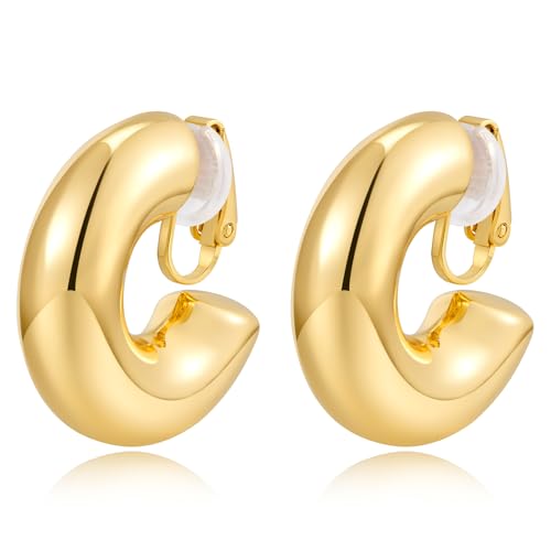 Aretes Argolla Dorados Clip On Ligero