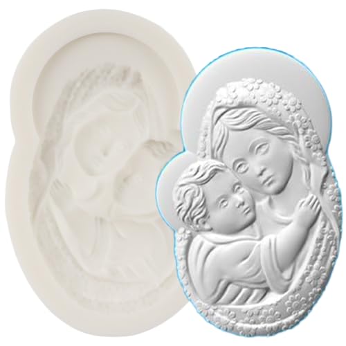 QDMOLDS Virgin Mary Silicone Mold Mother and Baby Fondant Molds