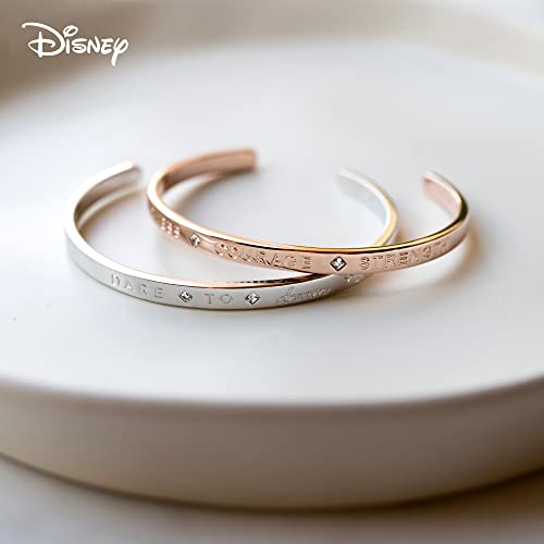 Image of Origami Owl Disney Kindness, Courage, Strength Adjustable Bangle Bracelet With Crystals, Rose Gold, Open Design Fits Most Wrists