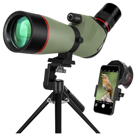 Gosky Spotting Scope, 20-60x60 Spotting Scopes for Target Shooting & Hunting & Bird Watching, BAK4 High Definition, Angled Spotter Scope with Tripod, Phone Adapter, Carrying Bag