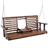 Vevor wooden porch swing 5 ft patio bench swing for courtyard garden upgraded 880 lbs strong load capacity heavy duty swing chair bench with hanging chains for outdoors brown  urban country home decor