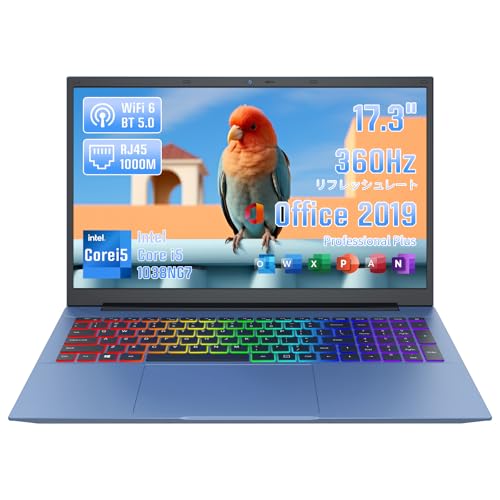 17.3�C���` �m�[�g�p�\�R�� Office 2019���� core i5-1038NG7�iN150��葬���j/360hz���t���b�V�����[�g/6000mAh�o�b�e�� �p�\�R��16GB������ 512GB SSD/Type-C/RJ45/USB3.1/�e���L�[