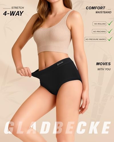 Gladbecke Damen Unterhosen aus Weicher Bambus Viskose, 5er Set - Atmungsaktiv, Täglicher, Etikettfrei
