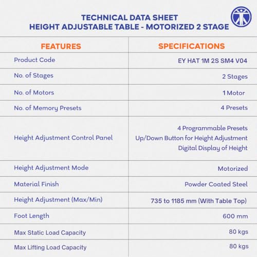 ErgoYou Electric Height Adjustable Table Motorized Ergonomic Sit Stand Desk - 80 Kgs Max Weight Capacity - SM4 Series - 600 x 1200 mm - Walnut... - Image 7