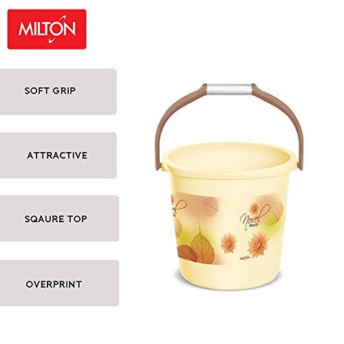 Image of Milton Elegance Square Designer Floral Print Plastic Bucket, 25 litres, Medium