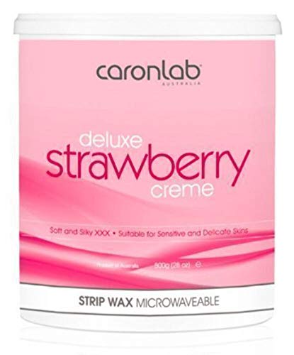 Caronlab Deluxe Strawberry Creme Strip Wax 27 fl oz – Rosin Free Formula for Sensitive Skin Professional Use