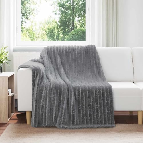 Mokuyary 6 mantas de forro polar suave y versátil para sofá/sofá/cama, cama individual, de 200 x 150 cm gris oscuro