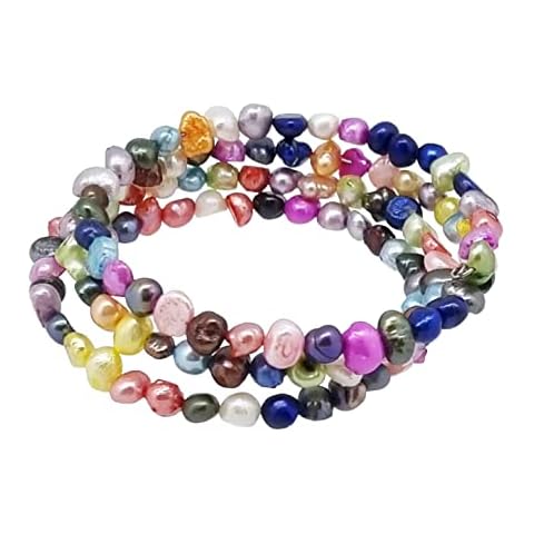 Classic Design Three Strands Multi Colour Freshwater Pearl Bangle Bracelet Women Bracelet Cover
