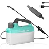 HAUSHOF 1.35 Gallon Battery Powered Garden Sprayer, Rechargeable Electric Weed Sprayer for Lawn & Indoor/Outdoor Plants, Adjustable Nozzles, Shoulder Strap