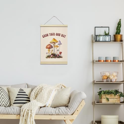 upiquiet Mushroom Wall Decor, Grow Your Own Way Poster Hanger Frames 12x16 Inches, Inspirational Hanging Canvas Wall Art for Kids Room Nursery Classroom Playroom -A01 - Image 5