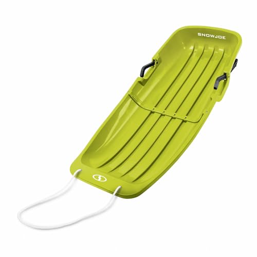 Snow Joe Plastic Snow Sled, Sledding Toboggan Board with Grooved