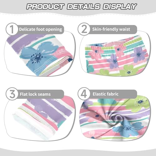 ALAZA Girls' Leggings Children's Yoga Pants Skinny Printed Dance Cute Hibiscus Flower Comfortable 4T2