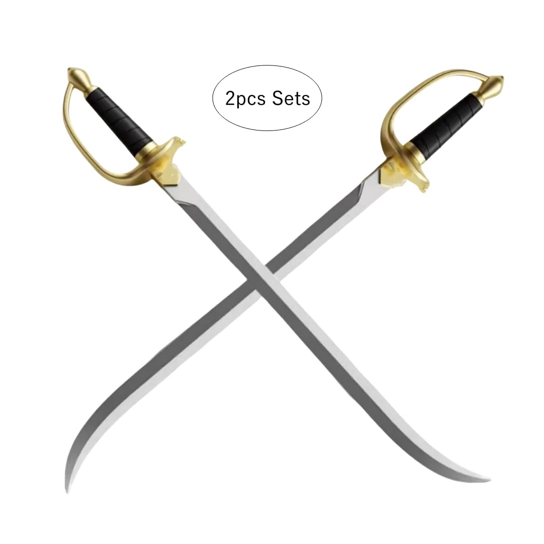 damdos Halloween Prop 2PCS Cosplay Sword Weapon,30" PU Foam Sword Pirateca Sword Role Play LARP Birthdays Gifts(2PCS Sets) - Image 2