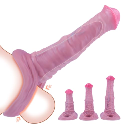 Wxcbd Realistischer Horse Dildo Tier Pferd Penishülle S/M/L Penismanschetten Dildo mit Hodenring Cock Sleeve Männer Erektion Verzögerte Ejakulation Erotische Sexspielzeuge für Männer (L)