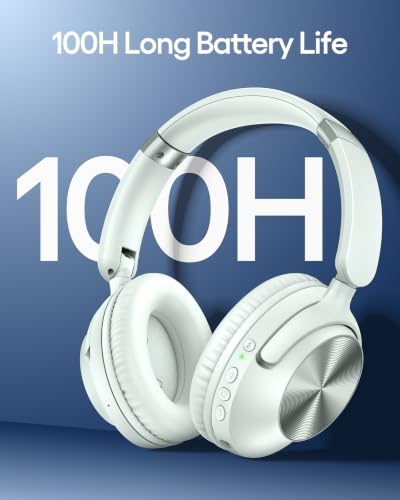 TAGRY Hybrid Active Noise Cancelling Headphones 100H Playtime Wireless Over Ear Bluetooth Headphone with Fast Charging Hi-Res Audio Comfort Earcups Headsets for Travel Home Office Phone PC PearlWhite - Image 3