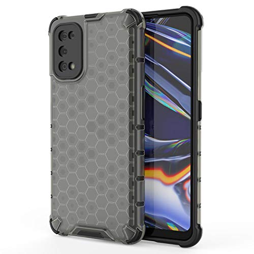 Image of Glasgow Back Case Cover Compatible with Realme 7 Pro (Honeycomb Pattern) - Black