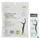 Lit-Pack Double Line Zahnseide-Plektren, minzangereichert, 100 Stück, einzeln verpackt, biologisch abbaubar (1)