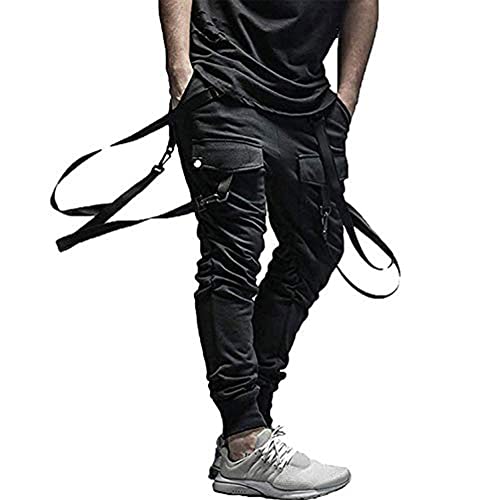 XYXIONGMAO Ropa futurista cargo jogging holgada pantalones góticos techwear streetwear hip hop pantalones cargo para hombre, Negro , XL