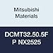Mitsubishi Materials DCMT32.50.5FP NX2525 Uncoated Cermet DC Type Positive Turning Insert with Hole, FP Breaker, Rhombic 55?, 0.375" IC, 0.156" Thick, 0.01" Corner Radius (Pack of 10)