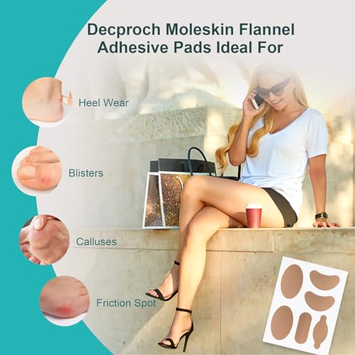 Image of Moleskin for Feet, Moleskin for Blisters, Moleskin Adhesive Pads for Feet Heels, Skin Tape Sticker Patch for Feet (8 Sheets - 48 Pieces Total)