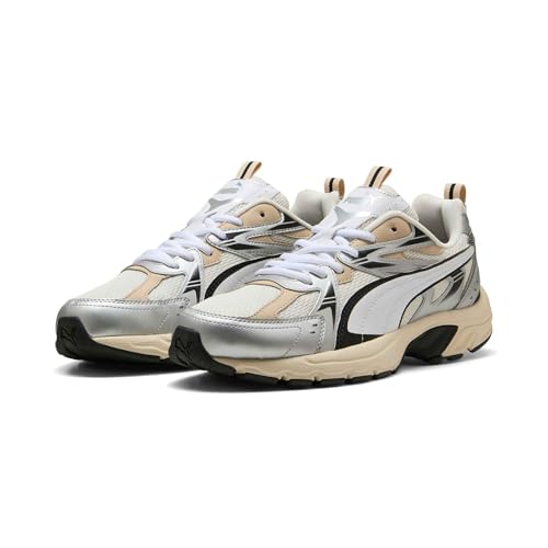 Puma MILENIO TECH Unisex-Sneaker, Warmweiß, Weiß/Silber, 6.5 UK – Ansicht 6