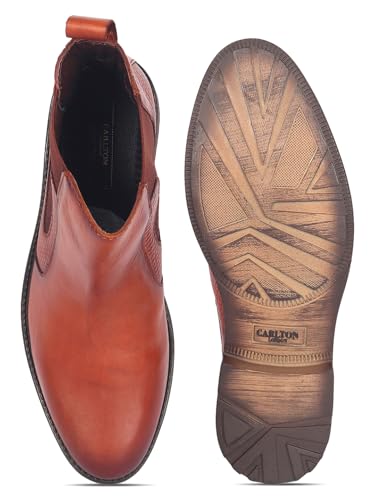 Image of Carlton London Men's Premium Leather Slip-On Solid Chelsea Boots