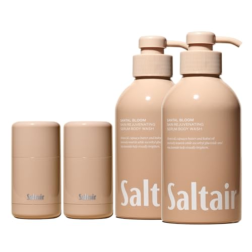 Saltair Santal Bloom Body Care Bundle – Aluminum-Free Deodorant 2-Pack + Moisturizing Body Wash 2-Pack | Gentle Cleansing & Long-Lasting Freshness