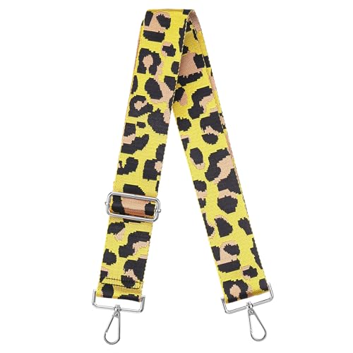 Image of uxcell Purse Strap Replacement, 31-51inch Adjustable Polyester Leopard 2inch Wide Crossbody Shoulder Strap for Handbag Guitar(Yellow, Silver Buckle)
