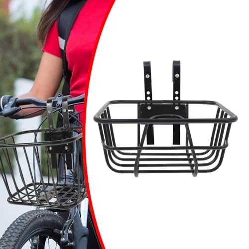 Ronyme Fahrradkorb Abnehmbar Hinten Vorne Fahradkorb Vorne für Kinder und Erwachsene, Einfache Installation, Fahrradkorb Hinten Passt für Die Meisten Fahrräder und E-Bikes,Schwarz,25x25x12 cm