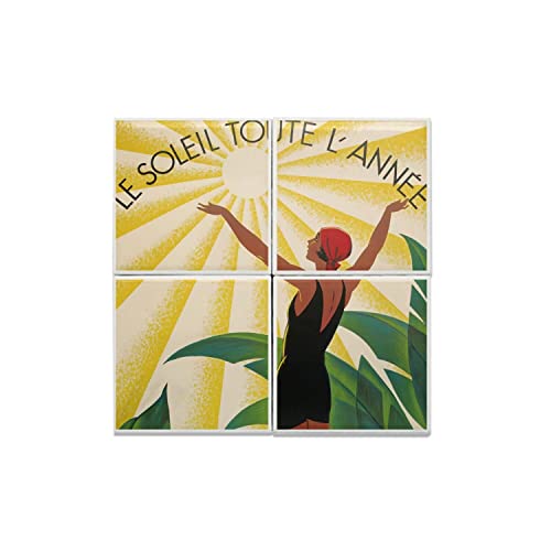 Carreaux Céramique Côte d'Azur Art Déco 20x20 cm pour tableau mural vintage