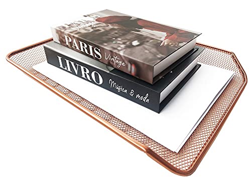 BANDEJA ORGANIZADORA MULTIUSO DE MESA DE ESCRITÓRIO ROSE GOLD