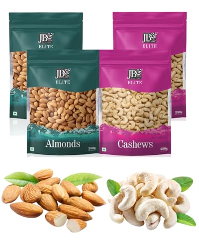 Image of JB&CO Premium Dry Fruits Combo | Elite Almonds & Cashews | Fresh Crunchy Badam Kaju | Healthy Daily Snack | Rich in Protein & Energy 1kg (250gx4)