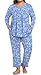 POPYOUNG Womens Pajamas Set 2 Piece Pjs Sleepwear Long Sleeve Fall & Winter Lounge Outfits with Pockets L-5XL L,White Floral-Blue