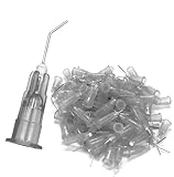 LA MIERE 200Pkg 27 Gauge Dental Pre Bent Dispensing Needle Etch Tips - Blunt Disposable Oral Irrigation Flow & Applicator Tips - (Gray)